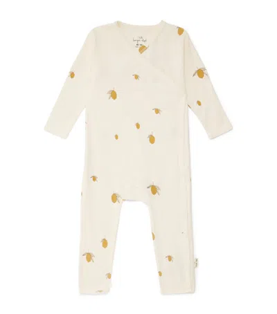Konges Slojd Babies'  Organic Cotton Lemon Print Playsuit In Neutral