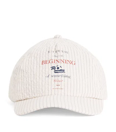 Konges Slojd Kids'  Organic Cotton Stripe Elliot Cap In White