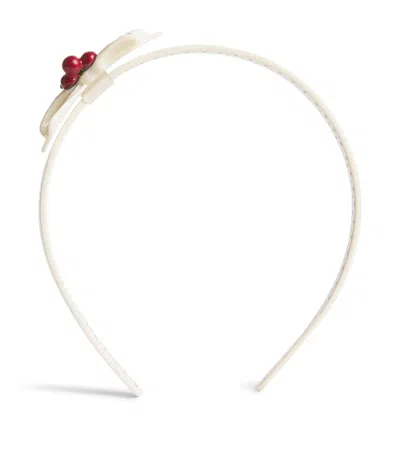 Konges Slojd Polka-dot Cherry Bow Hairband In White