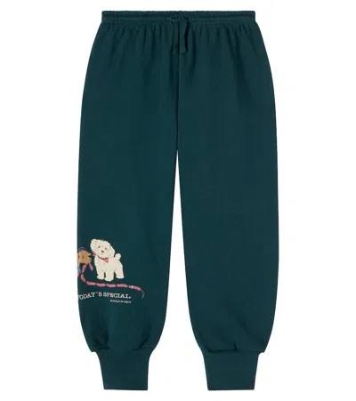 Konges Slojd Kids' Konges Sløjd Printed Cotton Jersey Sweatpants In Green