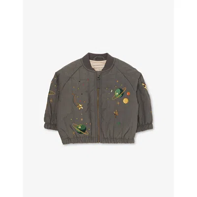 Konges Slojd Kids' Quin-embellished Woven Bomber Jacket 12 Months -10 In Magnet