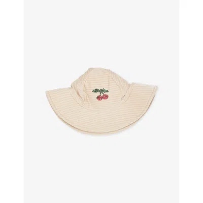 Konges Slojd Kids' Rose Stripe Jade Wide-brim Swim Hat In Brown