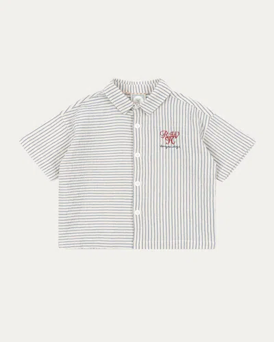 Konges Slojd Kids' Rosie H-w X Boy's Duo Striped Seersucker Shirt In Multi