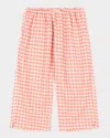 Konges Slojd Rosie H-w X Girl's Bella Cotton Check Pants In Orange