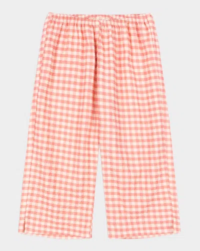 Konges Slojd Kids' Rosie H-w X Girl's Bella Cotton Check Pants In Orange