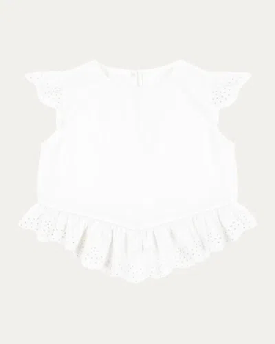 Konges Slojd Kids' Rosie H-w X Girl's Fiori Broderie Peplum Top In White