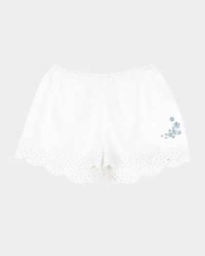 Konges Slojd Kids' Rosie H-w X Girl's Fiori Broderie Shorts In White