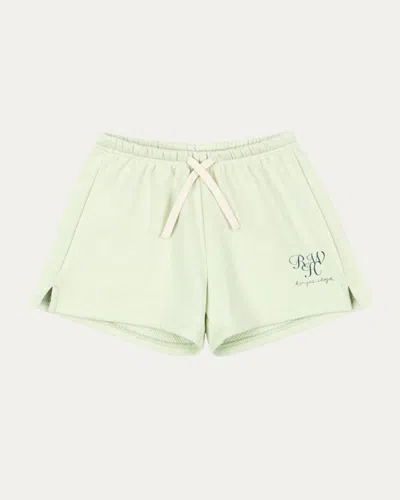 Konges Slojd Rosie H-w X Kid's Monogrammed Drawstring Cotton Shorts In Green