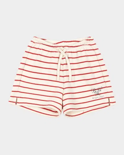 Konges Slojd Rosie H-w X Kid's Striped Cotton Shorts In Brown