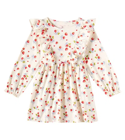 Konges Slojd Kids' Ruffled Printed Cotton Jersey Dress In Multicoloured