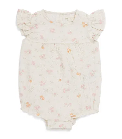 Konges Slojd Babies'  Seersucker Floral Elin Bodysuit In Brown