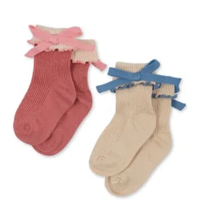 Konges Slojd Set 2 Pairs Of Socks With Bow In Neutral