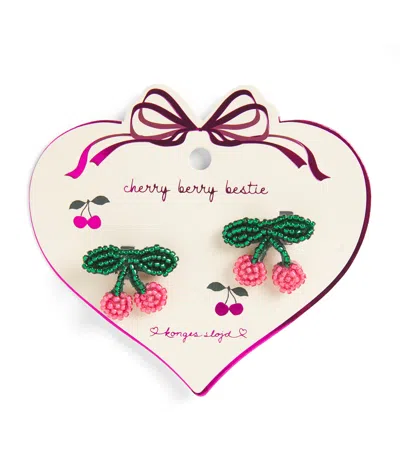 Konges Slojd Kids' Set Of 2 Beaded Cherry Hair Clips In Red