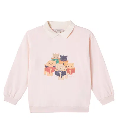 Konges Slojd Kids' Konges Sløjd Spotty Printed Cotton Jersey Polo Shirt In Pink