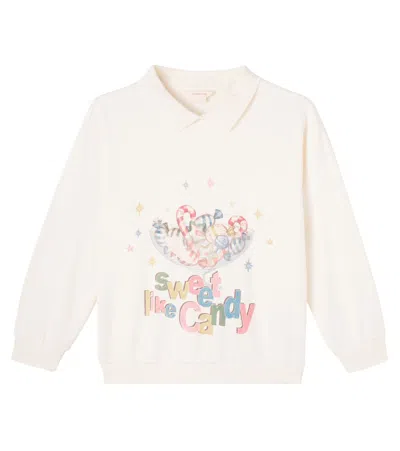 Konges Slojd Kids' Konges Sløjd Spotty Printed Cotton Jersey Sweatshirt In White