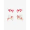 Konges Slojd Multi Unicorn Bow Hair Clips Pack Of Four In Pink