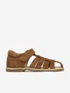 KONGES SLOJD UNISEX SUEDE AND LEATHER LAPINOU STRAP SANDALS EU 20 UK 4 BROWN