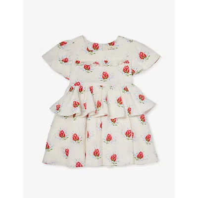 Konges Slojd Babies'  Vita Rosa Elin Rose-graphic Stretch-organic Cotton Dress 18-36 Months