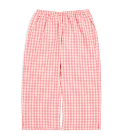 Konges Slojd Kids' X Rhw Organic Cotton Gingham Trousers In Pink