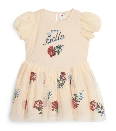 Konges Slojd Kids' X Rhw Tulle Sequin Caio Bella Dress In Neutral