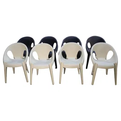 Pre-owned Konstantin Grcic Blue And White Magis Bell Chairs By , Set Of Eight