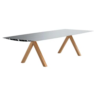 Pre-owned Konstantin Grcic Dinning Table B Aluminum Anodized Silver Top Wooden Legs In Brown
