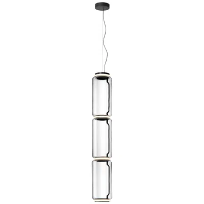 Pre-owned Konstantin Grcic Flos Noctambule Pendant Light With 3 High Cylinders By  In Transparent