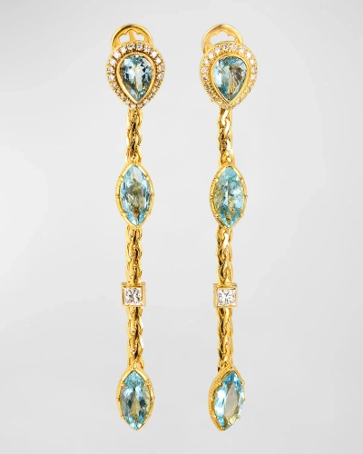 Konstantino 18k Aquamarine And Diamond Earrings In Gold