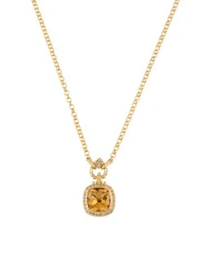 Pre-owned Konstantino 18k Citrine, Diamond & Sapphire Pendant Necklace, 18" In Multicolor