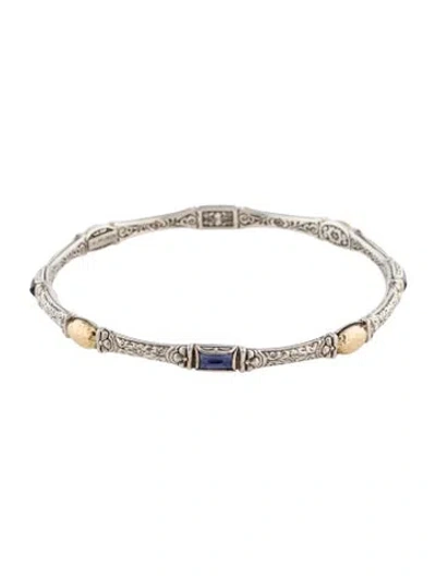 Pre-owned Konstantino 18k Iolite Bangle Bracelet, 8" In Multi