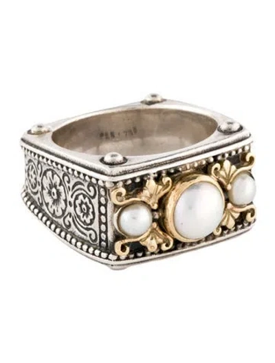 Pre-owned Konstantino 18k Pearl Band Ring In Multi