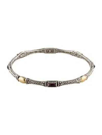 Pre-owned Konstantino 18k Rhodolite Bangle Bracelet, 8" In Multi