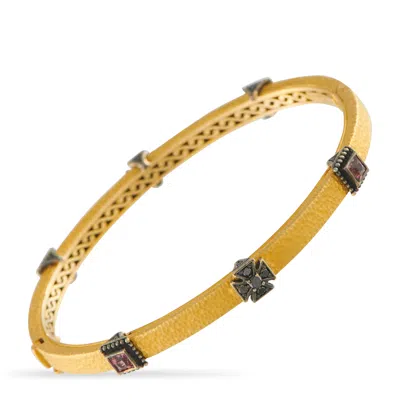 Konstantino 18k Yellow Gold Black Diamond And Tourmaline Bangle Bracelet Ks09-050426