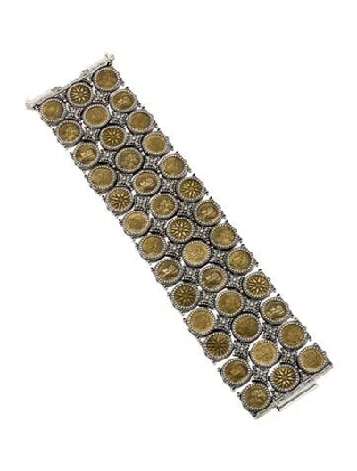 Pre-owned Konstantino 3-row Coin Bracelet, 6.75" In Multi