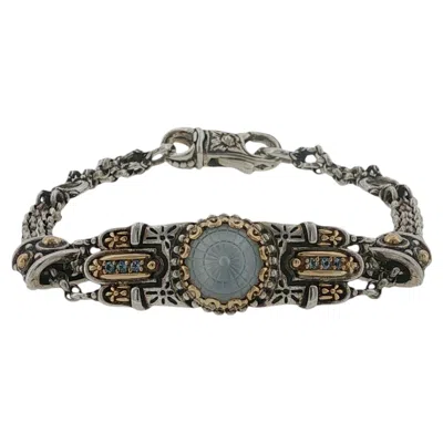 Pre-owned Konstantino 925 Silver 18k Gold Dome Mother Of Pearl Doublet Bracelet Size 7.25" In Multiple