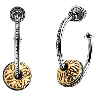 Pre-owned Konstantino 925 Silver & 18k Yellow Gold Huggie Earrings