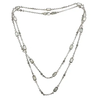 Pre-owned Konstantino 925 Silver Hestia Mother Of Pearl Station Necklace 36" In Multiple