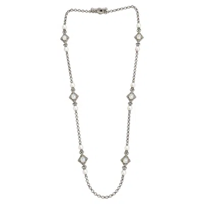 Pre-owned Konstantino 925 Silver Selene Mother Of Pearl & Cultured Pearl Necklace 35" In Multiple