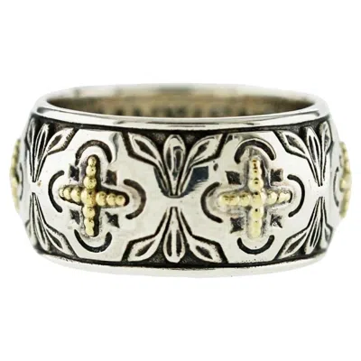 Pre-owned Konstantino 925 Sterling Silver 18k Gold Band Ring Size 7 In Multiple