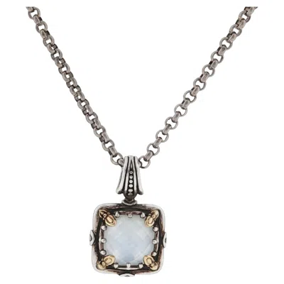 Pre-owned Konstantino 925 Sterling Silver 18k Gold Gen K Mop Doublet Pendant Necklace 18" In Multiple