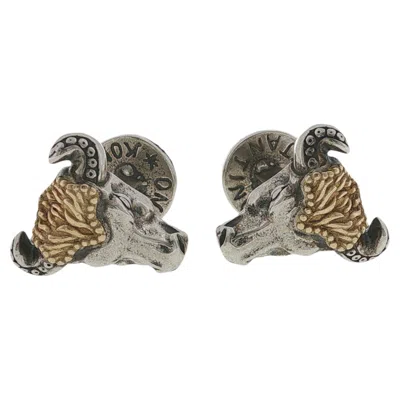 Pre-owned Konstantino 925 Sterling Silver 18k Gold Minos Bull Head Cufflinks In Multiple