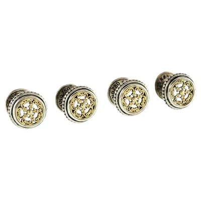 Pre-owned Konstantino 925 Sterling Silver 18k Gold Tuxedo Studs In Multiple