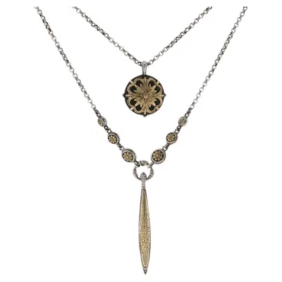 Pre-owned Konstantino 925 Sterling Silver & 18k Gold Gaia Pendant Necklace Size 20" In Multiple