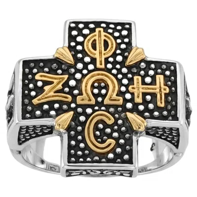 Pre-owned Konstantino 925 Sterling Silver & 18k Gold Stavros Greek Letters Ring Size 11 In Multiple