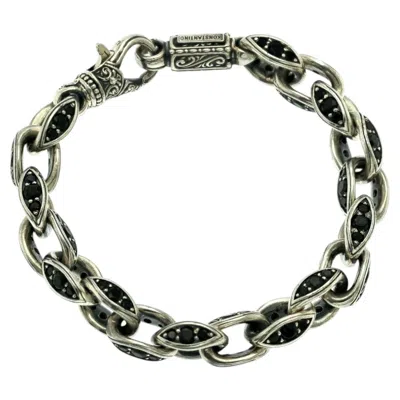 Pre-owned Konstantino 925 Sterling Silver Circe Black Spinel Link Bracelet Size 6"