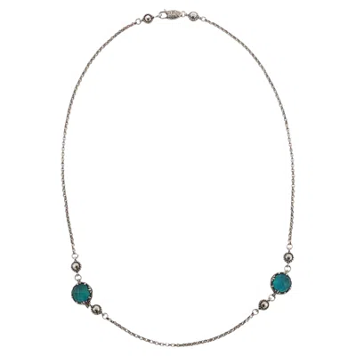 Pre-owned Konstantino 925 Sterling Silver Gem K 2 Blue Spinel Doublet Pendant Necklace 20"