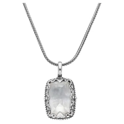 Pre-owned Konstantino 925 Sterling Silver Mop & Crystal Doublet Pendant Necklace 18" In Multiple
