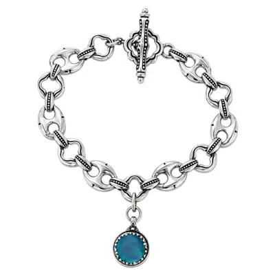 Pre-owned Konstantino 925 Sterling Silver Ultra Mop & Opal Doublet Link Bracelet Size 7" In Multiple