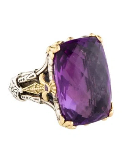 Pre-owned Konstantino Amethyst & Cubic Zirconia Cocktail Ring In Multi