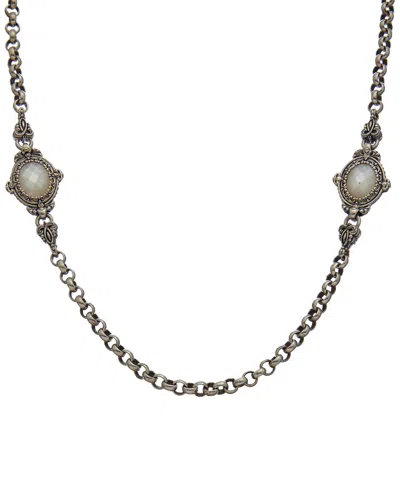 Konstantino Astritis Silver Pearl Necklace In Green